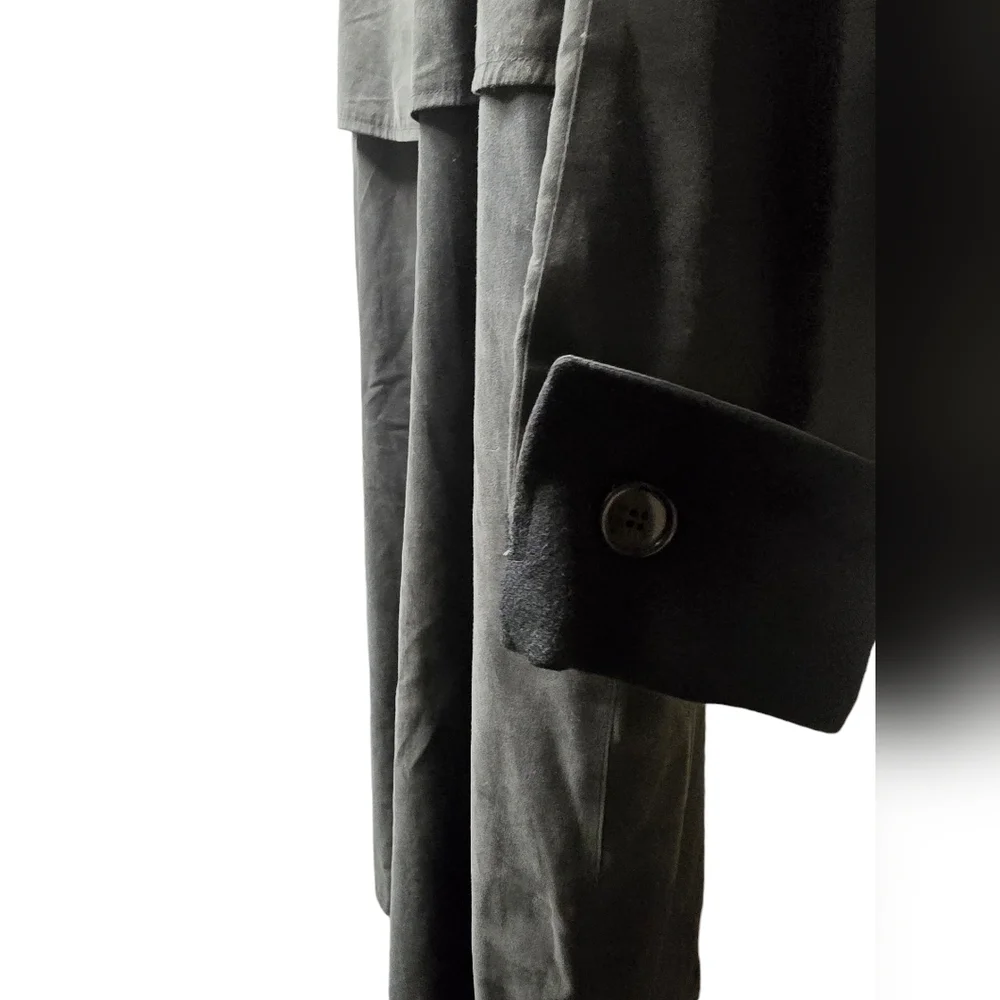 Burberry Trench Coat Women's Long Black Wool Satin lined Sz.4 XLong VINTAGE - Picture 4 of 15
